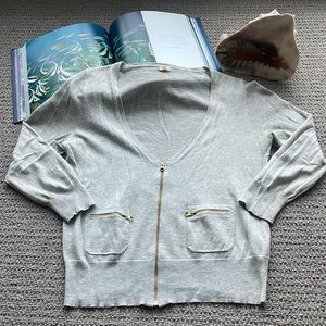 Heathered Grey Zipper Cardigan